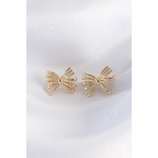 Renas Store Pirinç Gold Renk Fiyonk Küpe