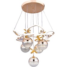 Gusto Lighting Helen 5 Top LED Sarkıt Avize,gold,3 Renk Yanabilen LED Avize, Modern Salon Oda LED Avize