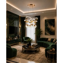 Gusto Lighting Farah Modern Teklı LED Gold Sarkıt Avize,3 Renk Yanabilen Modern Avize,salon LED Avize