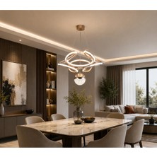Gusto Lighting Serena Modern LED Sarkıt Avize Gold ,3 Renk Yanabilen Modern Avize,salon LED Avize