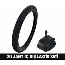 Güçlü Bisiklet Motosiklet 20 Jant Bisiklet Lastik Seti - 1  Dış + 1 Iç Lastik - 20 x 2.125 - Dişsiz Asfalt Yol Tipi