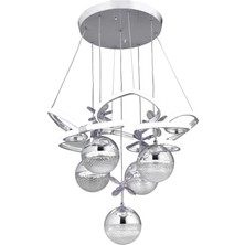 Gusto Lighting Helen 5 Top LED Sarkıt Avize,krom,3 Renk Yanabilen LED Avize, Modern Salon Oda LED Avize