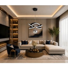 Gusto Lighting Sahra Modern Teklı LED Siyah Sarkıt Avize,3 Renk Yanabilen Modern Avize,salon LED Avize