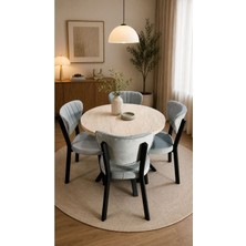 Modern Style Home Luna Doğal Ahşap Görünümlü Yemek Masası Takımı Modern Tasarım - Mutfak Masası