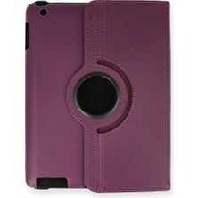Mudanis Apple Ipad 4 9.7 Kılıf 360 Tablet Deri Kılıf - Mürdüm