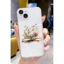 3gen Case iPhone 15 Uyumlu Kitap Çiçek Desenli Şeffaf Silikon Kılıf