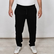 Eşofman  Altı Siyah Unisex  Üç Iplik Şardonlu Cepli Regular Kesim