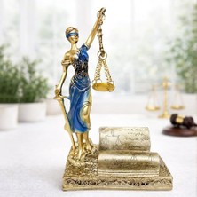 Keyfim Shop Adalet Kadını Adalet Terazisi Heykeli Kartvizitlik 18*14 cm