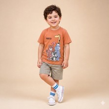 Gagarikids Hayvan Arkadaşlar Baskılı Şortlu Çocuk Takımı