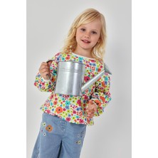 Boboli Çiçek Nakışlı Denim Pantolon 2 Yaş-6 Yaş Mavi