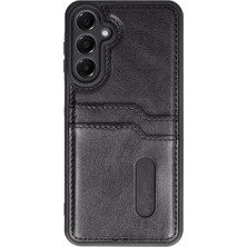 Magicool Samsung Galaxy S24 Fe Kılıf Sara Kartvizitli Deri Kılıf - Siyah