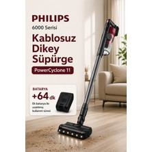Philips Şarjlı Dikey Süpürge Güçlü Motor Yapısı LED Işıklı Başlık Kablosuz Kullanım Kolaylığı Hafif Gövde Pratik Temizlik ve Yüksek Performans Deneyimi, Çift Bataryalı - Uzun Şarj 128 Dakika