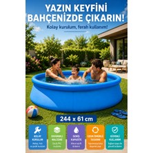 Open City Easy Kolay Kurulum Mavi Şişme Bahçe Havuzu 244X61 cm Aile Boyu Yazlık Havuz Keyfi Seti