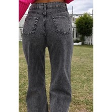 ArVib Denim Loft Kadın/genç Kız Füme Geniş Paça Jeans - Şık Duruş Yüksek Bel Kot Pantolon