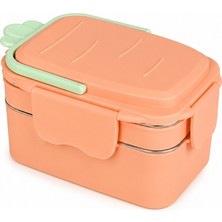 Muggle Ms-38 Paslanmaz Çelik 2 Katlı Beslenme Kabı Bölmeli Sızdırmaz 1300 Ml. Lunch Box Yemek Saklama Kabı