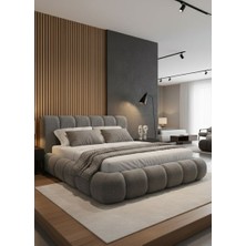 Mobilya Stant Most Piatto Premium Bazalı Karyola Gri Bukle Kumaş 160X200 Cm. Yatak Içindir (Kurulum Dahil)