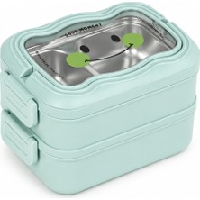 Muggle Ms-30 Paslanmaz Çelik 2 Katlı Beslenme Kabı Bölmeli Sızdırmaz 1550 Ml. Lunch Box Yemek Saklama Kabı