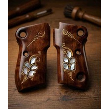 Yücel Av Bayii Silah Kabzası - Beretta M1951 Ahşap Telkari Sedef Kakma