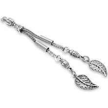 Tesbihname Metal Püskül - Foxtail Zincirli - Çift Kamçılı - Yaprak Tasarım