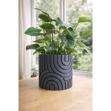Gri Loop Saksı: Dekoratif Minimalist, Modern Çiçek Saksısı 13CM Yükseklik x 14CM Genişlik 3D Pla