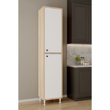 Aeka AE-2027 Lina 2 Kapaklı Raflı Dar Yüksek Boy Banyo Çok Bölmeli Depolama Dolabı 40X180 cm Çok Amaçlı Dolap