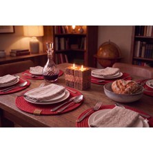 Fabrix Home 6 Adet Kırmızı Jüt Supla / Amerikan Servis Lux Sunum Tabak Altlığı