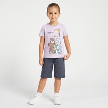 Gagarikids Hayvan Arkadaşlar Baskılı Şortlu Kız Çocuk Takımı