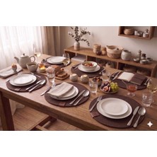 Fabrix Home 6 Adet Kahverengi Jüt Supla / Amerikan Servis Lux Sunum Tabak Altlığı