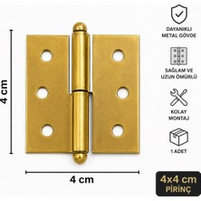 4x4 cm Pirinç Yaprak Menteşe – Ahşap Kapı, Kutu ve Mobilya Menteşesi (1 Adet)