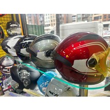 Moto Prime Çenesiz Kask Güneş Gözlüklü Vizörlü Karışık Renk Yarım Kask