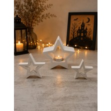 Ceku Home Tasarım 3'lü Dekoratif Yıldız Obje Mumluk