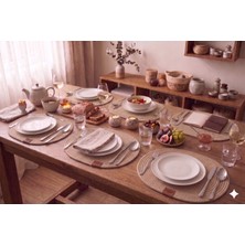 Fabrix Home 6 Adet Bej Oval Jüt Supla / Amerikan Servis Lux Sunum Tabak Altlığı