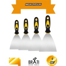 BRATİ HAND TOOLS Profesyonel Macun Spatulası Dayanıklı Esnek Yapı Tamir Sıva Alçı Yüzey Düzeltme Aleti 4'lü Set