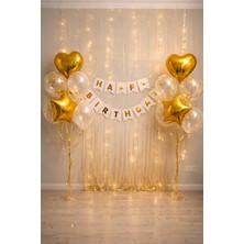 Boxland Yetişkin Doğum Günü Seti Gold Beyaz Happy Birthday Banner Folyo Balon Parti Seti