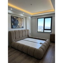 Mobilya Stant Most Piatto Premium Bazalı Karyola  Kahverengi Bukle Kumaş 160X200 Cm. Yatak Içindir (Kurulum Dahil)