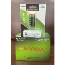 CHILLTECH Wilkinson Usb-C Şarj Edilebilir Lityum Aaa Ince Pil 1.5V 925MWH - 2'li Paket + Kablo Dahil