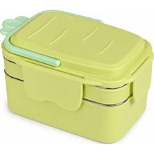 Muggle Ms-38 Paslanmaz Çelik 2 Katlı Beslenme Kabı Bölmeli Sızdırmaz 1300 Ml. Lunch Box Yemek Saklama Kabı