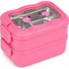 Muggle Ms-30 Paslanmaz Çelik 2 Katlı Beslenme Kabı Bölmeli Sızdırmaz 1550 Ml. Lunch Box Yemek Saklama Kabı