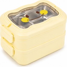 Muggle Ms-30 Paslanmaz Çelik 2 Katlı Beslenme Kabı Bölmeli Sızdırmaz 1550 Ml. Lunch Box Yemek Saklama Kabı
