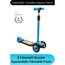Svein #scooter Hayvan Figürlü 3 Tekerlekli Twistable Scooter Ayarlanabilir Yükseklik Frenli Katlanabilir Çocuk Scooter Kaydırmaz Taban Direksiyonlu Denge Geliştirici Unisex Oyuncak 3 Yaş Üzeri 50 kg Taşıma