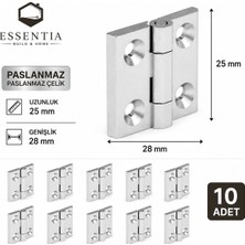 25X28 mm Paslanmaz Çelik Mini Menteşe – Mobilya ve Ahşap Kapak Menteşesi (10 Adet)