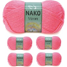 Nemere 5 Adet Vizon Premium Akrilik El Örgü Ipi Yünü Renk NO:236 Gül Pembe