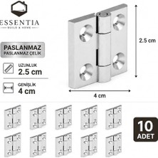 Paslanmaz Çelik Mini Menteşe 2.5x4 cm – Mobilya ve Ahşap Kapak Menteşesi (10 Adet)