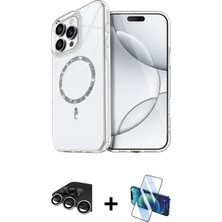 Marsilyan™- iPhone 14 Pro Max Kılıf Kıvılcım Form Prime - Siyah 3D Antistatik Cam Ekran Koruyucu + Raze Metal Kamera Lens - Gs