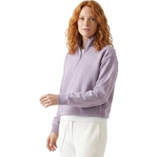 Sportive Cleo Zip Neck Kadın Lila Günlük Stil Sweatshirt 26YK0006-LIL