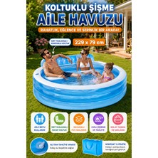 Open City Koltuklu Şişme Aile Havuzu 229X79 cm Bahçe Balkon Yazlık Büyük Boy Mavi Havuz Keyfi