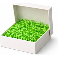 Orbak Kağıtçılık Beyaz Karton Takı Kutusu 9,5x9,5x2 cm – Kapaklı Model | 5 Adet + Yeşil Kırpık Kağıtlı
