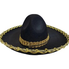 Beruflic Altın Renk Şeritli Meksika Mariachi Latin Şapkası 55 cm Çocuk
