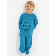 Luggi Baby Bisiklet Yaka Erkek Bebek Sweatshirt ve Eşofman Alt 2'li Takım