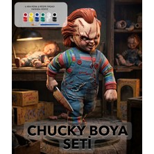 Alyora Chucky Boyama Kiti - 3D Yazıcı Baskı Beyaz Pla Figür Seti - Korku Filmi Karakteri Hoby Boyama Seti